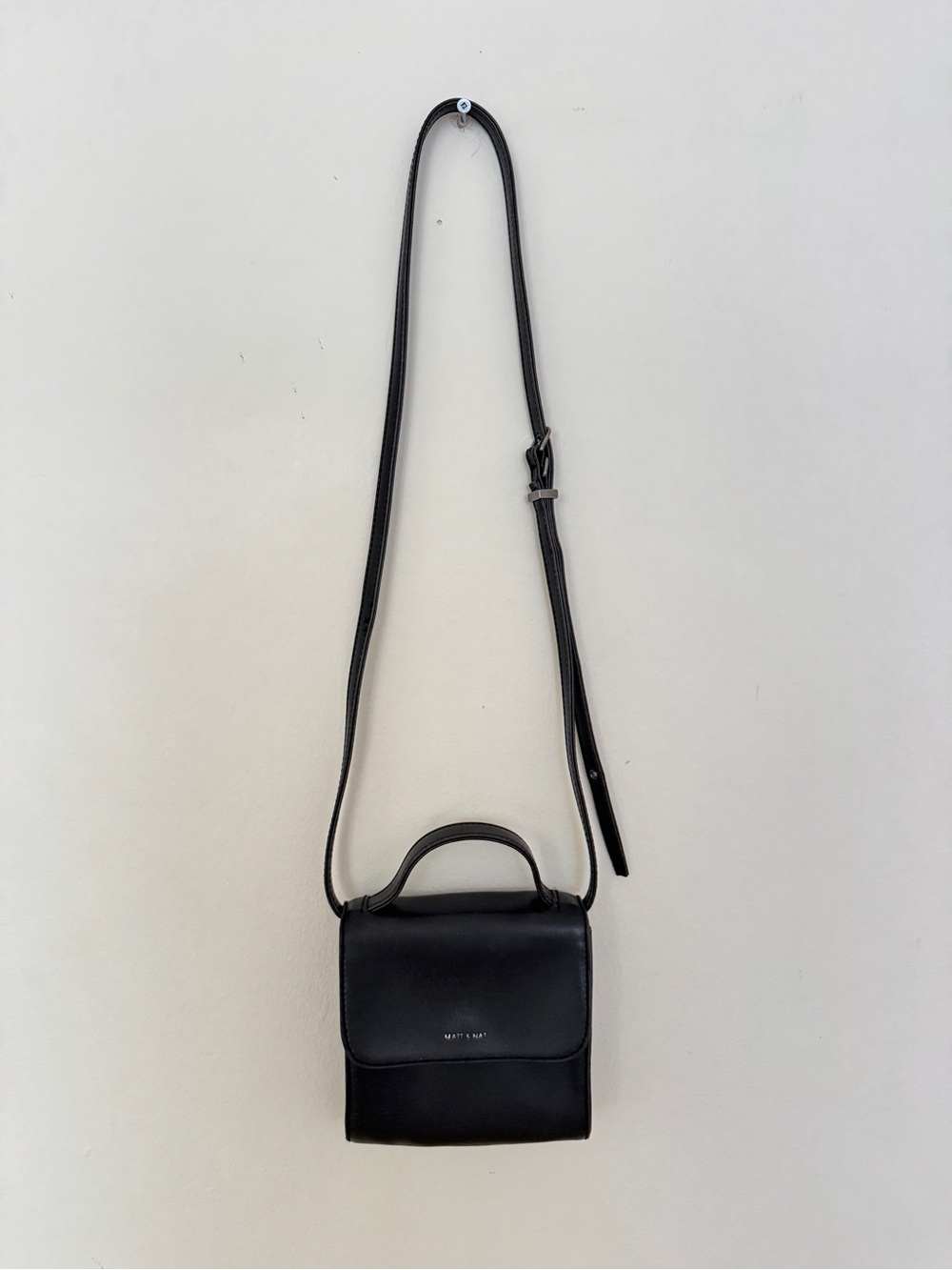 Matt & Nat Black Vegan Leather Crossbody Bag with top handle